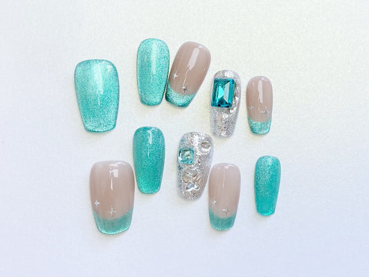 Le Berry Summer Night Long/Short Squoval Handmade Press On Nails False Nails - Le Berry