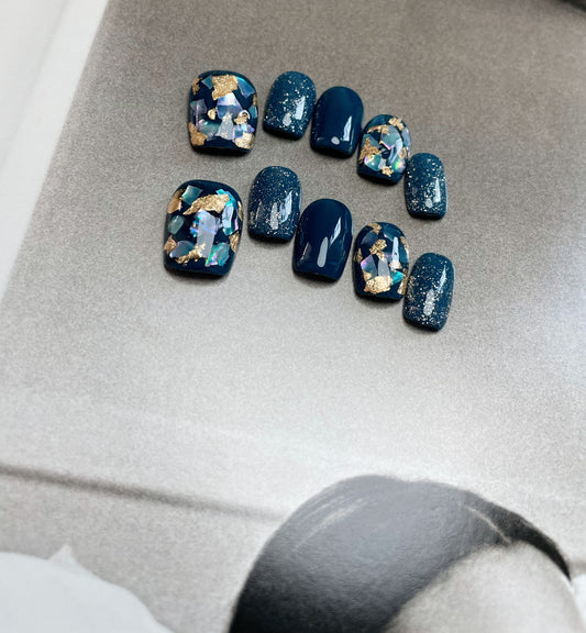 Le Berry “Starry Night” Squoval Handmade Press On Nails False Nails - Le Berry
