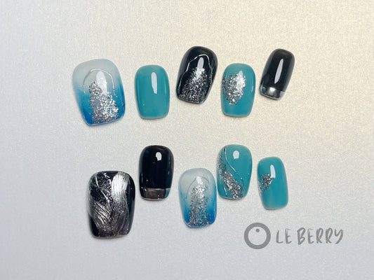 Le Berry After Rain Long/Short Squoval Handmade Press On Nails False Nails - Le Berry