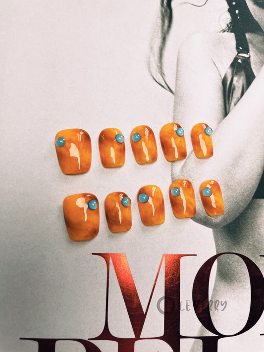 Le Berry California Sunshine Squoval Handmade Press On Nails False Nails - Le Berry