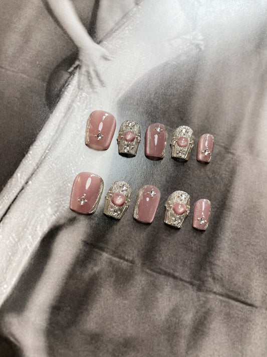 Le Berry Pink/Green jewelry Squoval Short Nails Press On Nails False Nails - Le Berry