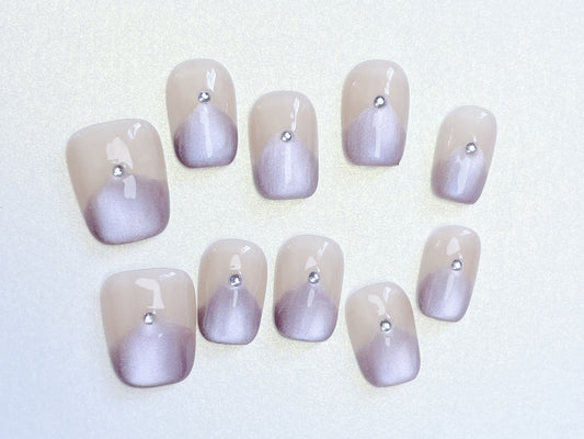 Le Berry Purple Ballet Long/Short Squoval Handmade Press On Nails False Nails - Le Berry