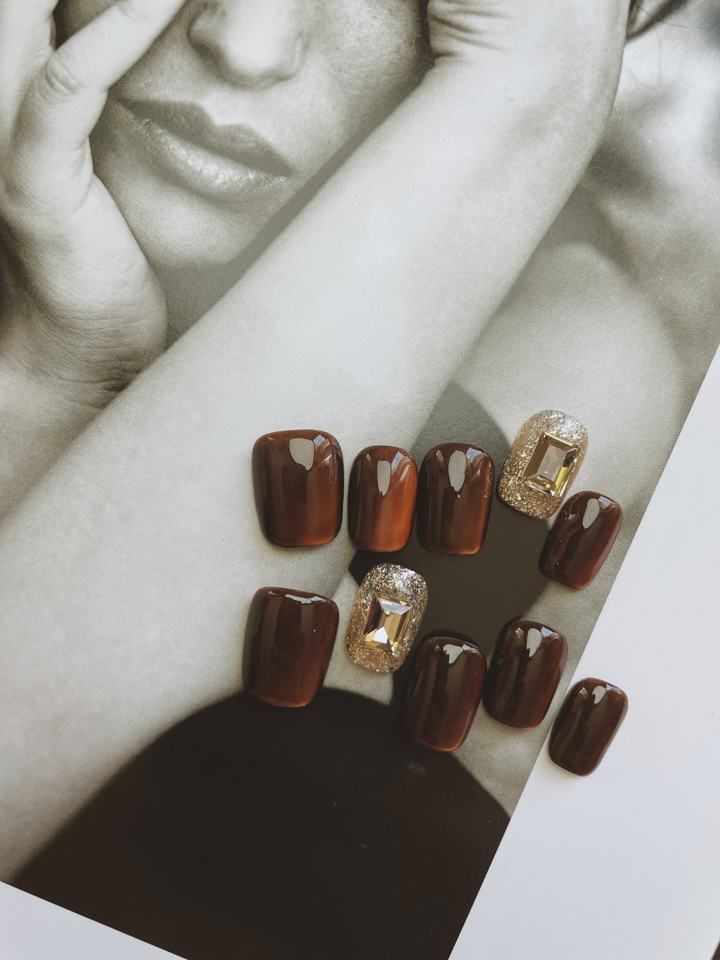 Le Berry Amber Long/Short Squoval Handmade Press On Nails False Nails - Le Berry