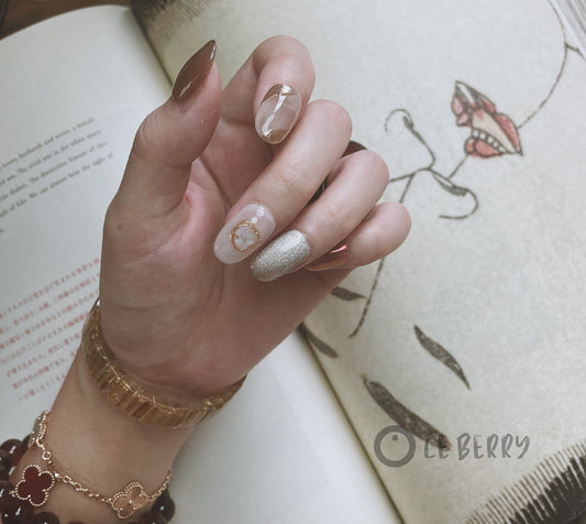 Le Berry Memory Almond Handmade Press On Nails False Nails - Le Berry