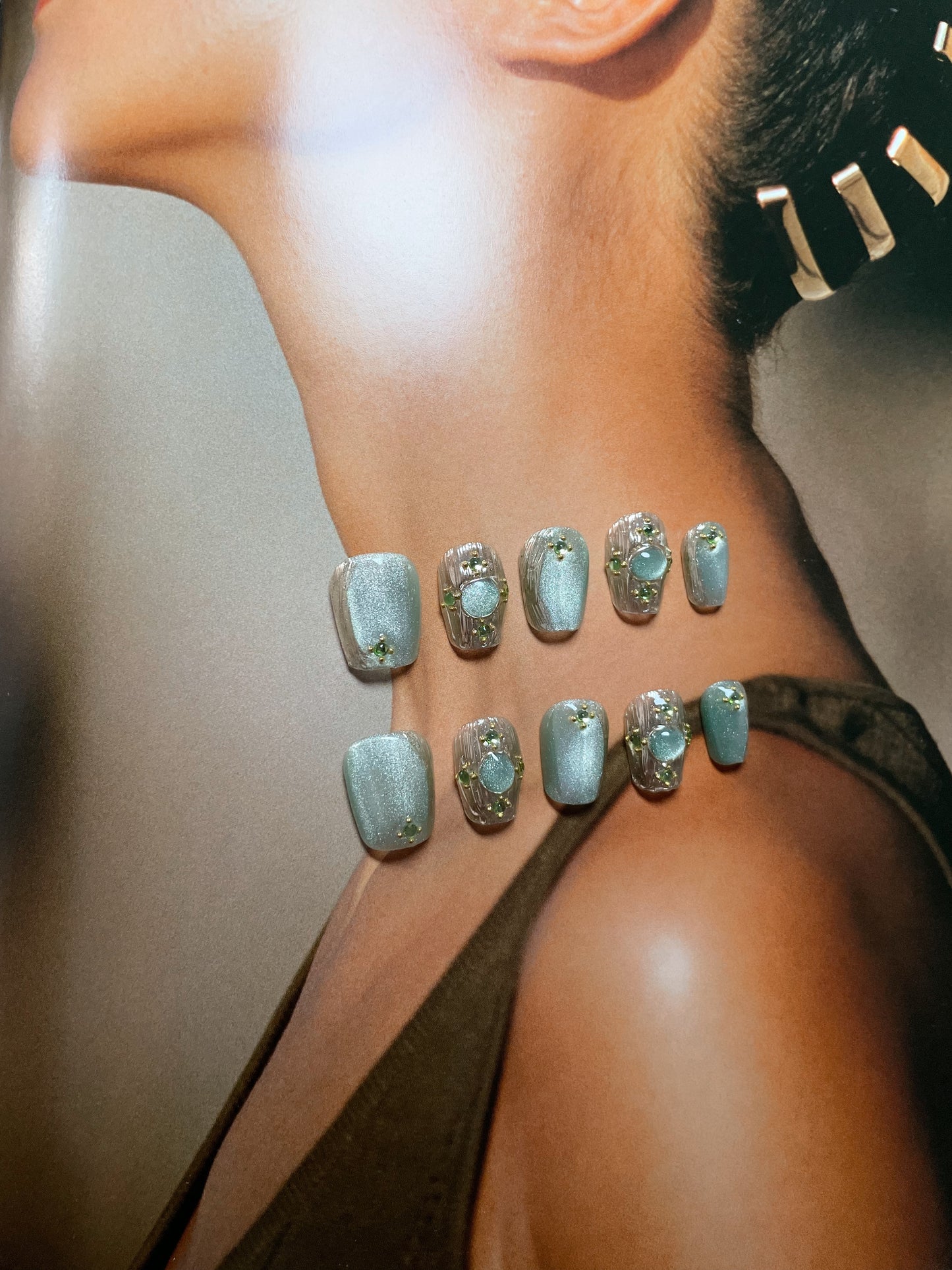 Le Berry Pink/Green jewelry Squoval Short Nails Press On Nails False Nails - Le Berry