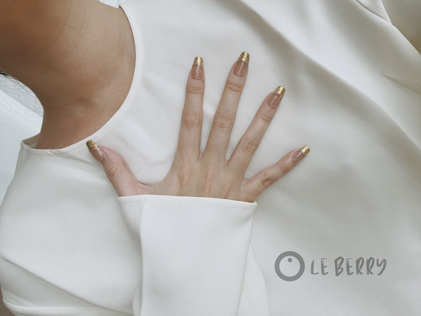 Le Berry Golden Short/Long Squoval Handmade Press On Nails False Nails - Le Berry