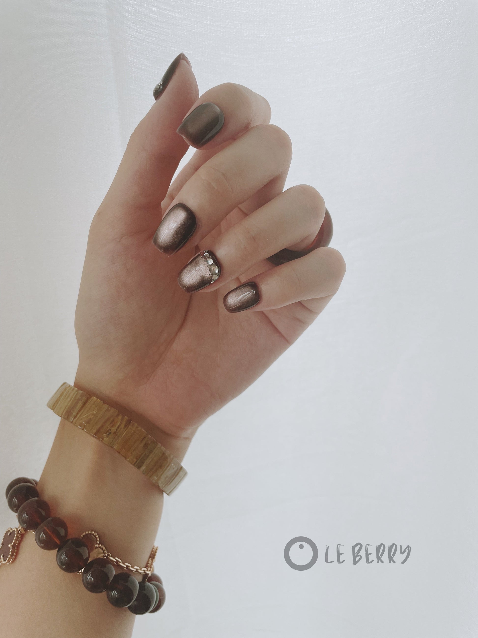 Le Berry Wild Rose Squoval Handmade Press On Nails False Nails - Le Berry