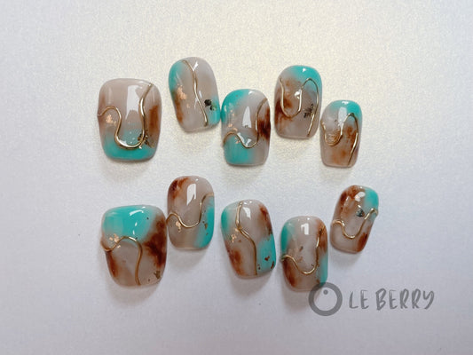 Le Berry “Kailash” Squoval Handmade Press On Nails False Nails - Le Berry