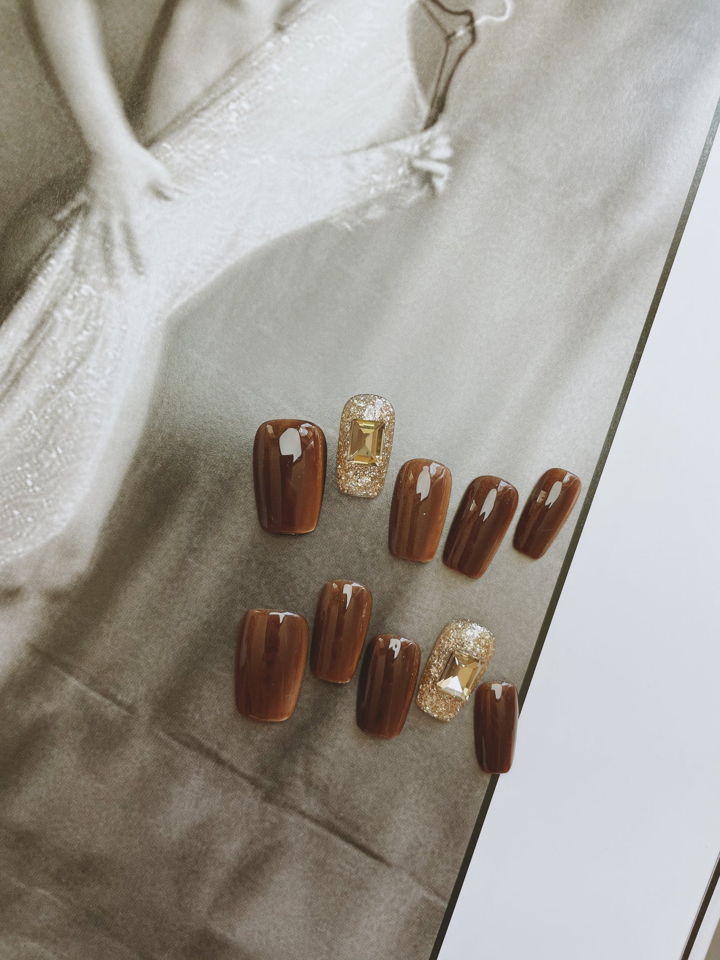 Le Berry Amber Long/Short Squoval Handmade Press On Nails False Nails - Le Berry