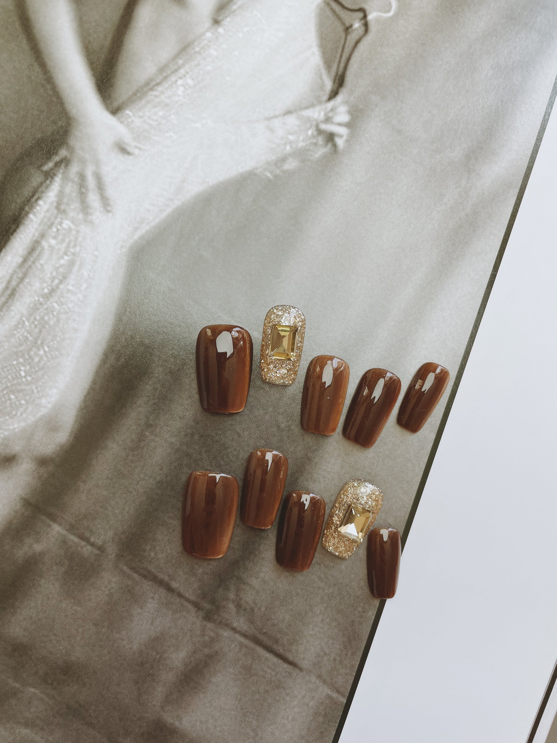 Le Berry Amber Long/Short Squoval Handmade Press On Nails False Nails - Le Berry