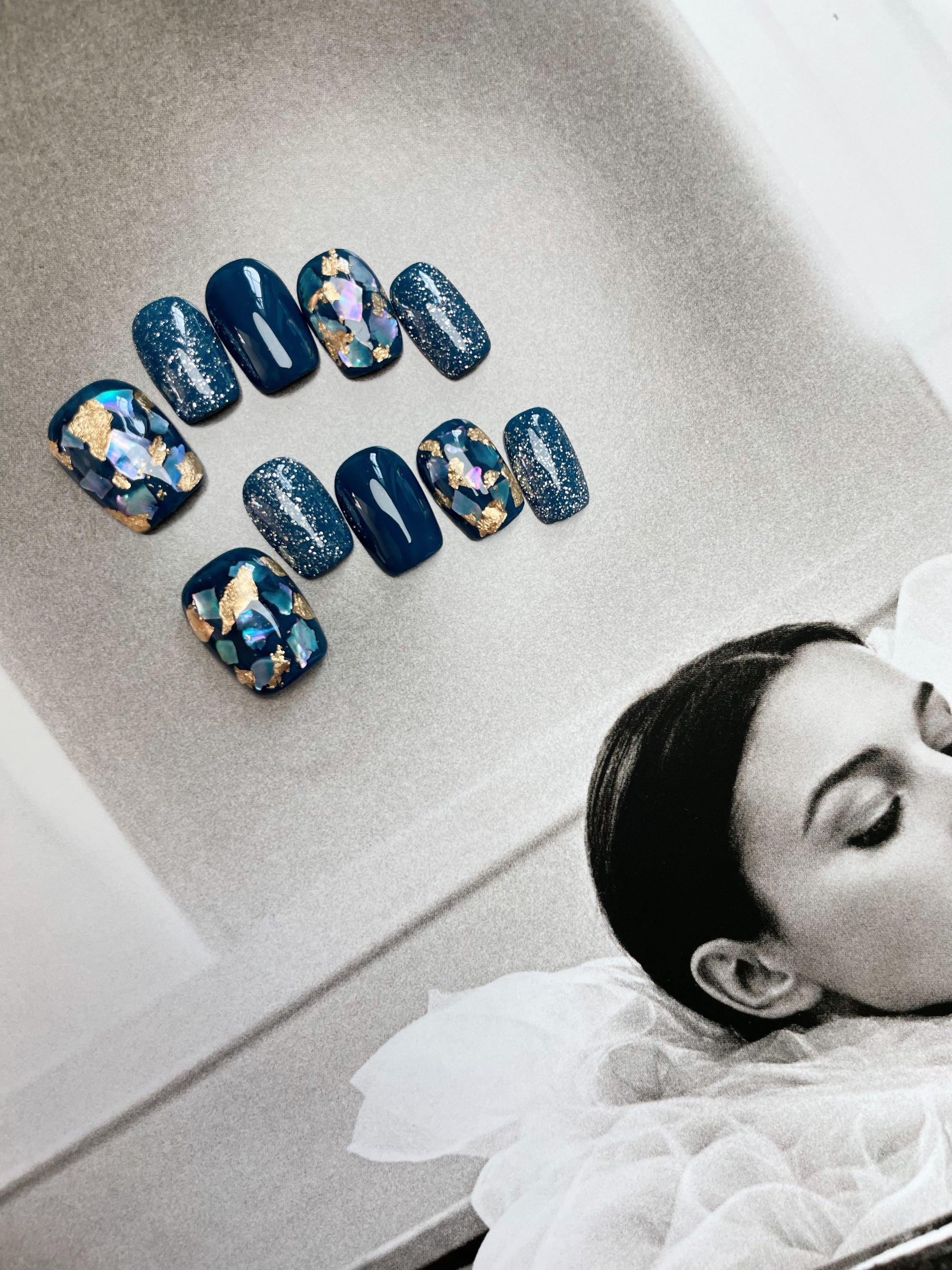 Le Berry “Starry Night” Squoval Handmade Press On Nails False Nails - Le Berry
