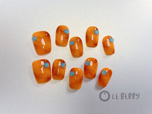 Le Berry California Sunshine Squoval Handmade Press On Nails False Nails - Le Berry