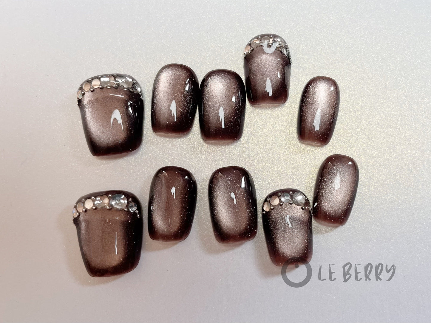 Le Berry Wild Rose Squoval Handmade Press On Nails False Nails - Le Berry