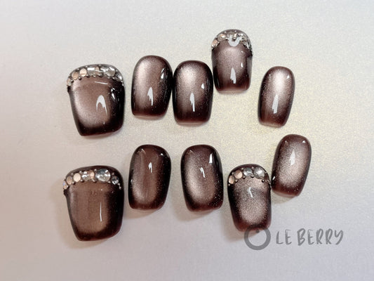 Le Berry Wild Rose Squoval Handmade Press On Nails False Nails - Le Berry