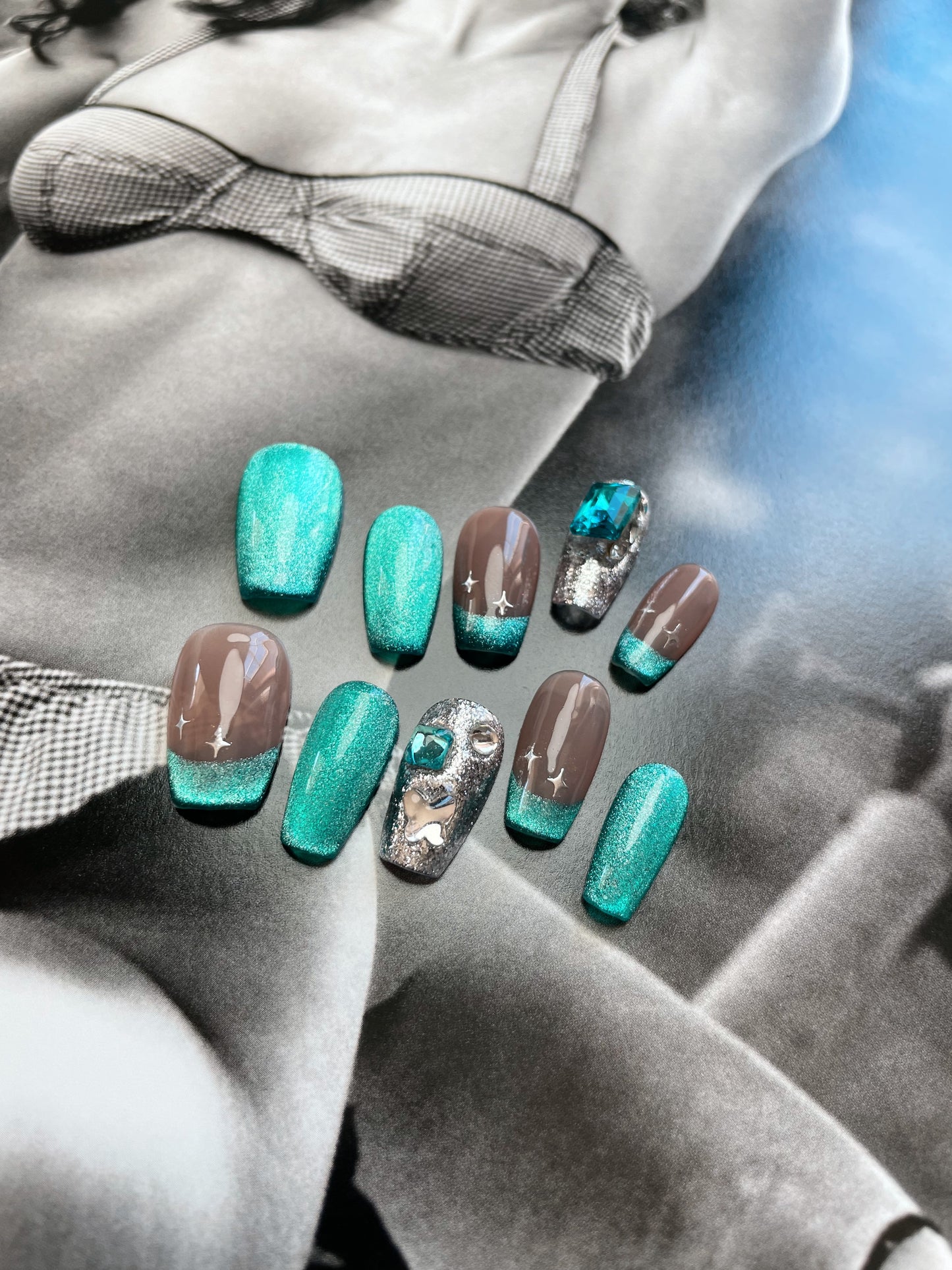 Le Berry Summer Night Long/Short Squoval Handmade Press On Nails False Nails - Le Berry