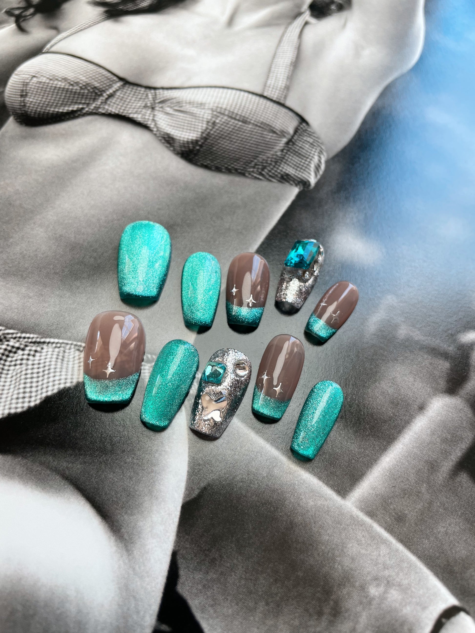 Le Berry Summer Night Long/Short Squoval Handmade Press On Nails False Nails - Le Berry