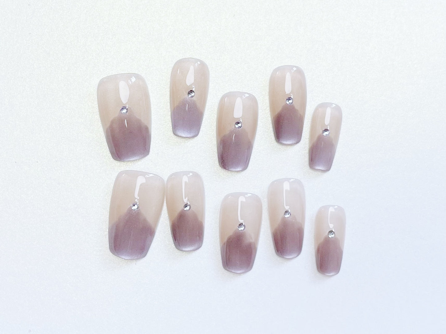 Le Berry Purple Ballet Long/Short Squoval Handmade Press On Nails False Nails - Le Berry