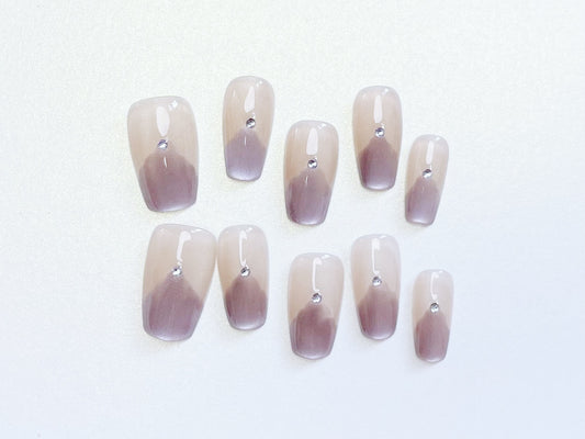 Le Berry Purple Ballet Long/Short Squoval Handmade Press On Nails False Nails - Le Berry