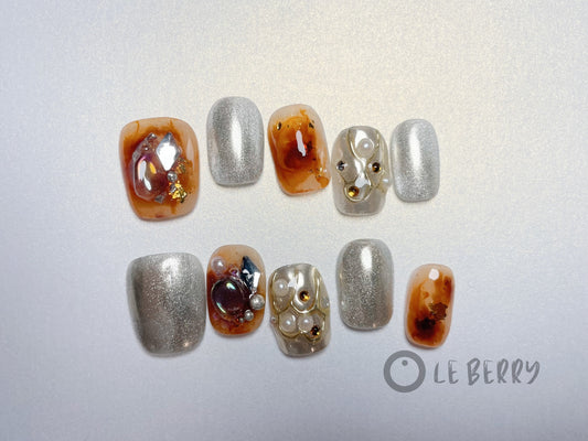 Le Berry “Autumn” Squoval Handmade Press On Nails False Nails - Le Berry