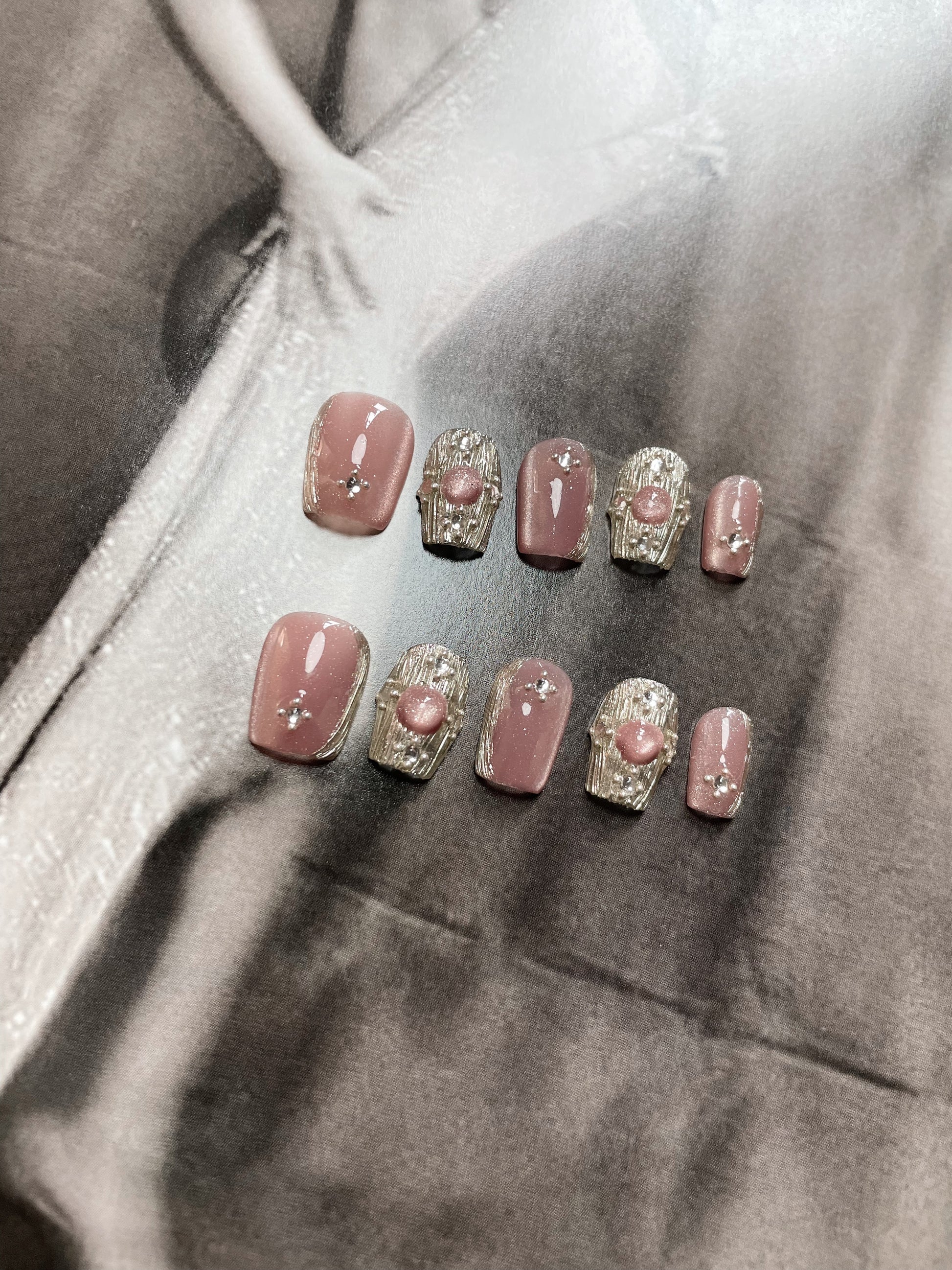 Le Berry Pink/Green jewelry Squoval Short Nails Press On Nails False Nails - Le Berry
