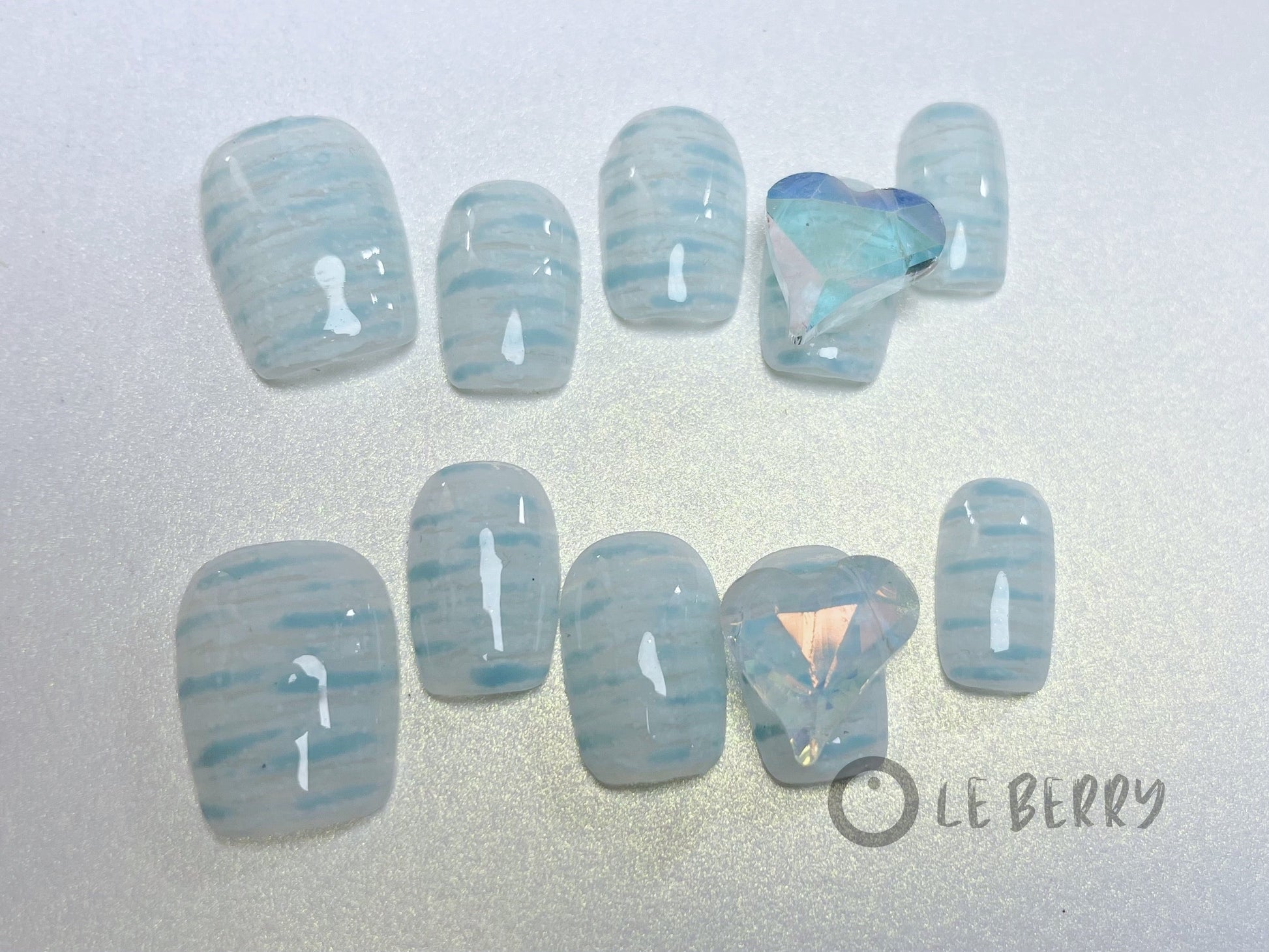 Le Berry “Mojito” Squoval Handmade Press On Nails False Nails - Le Berry