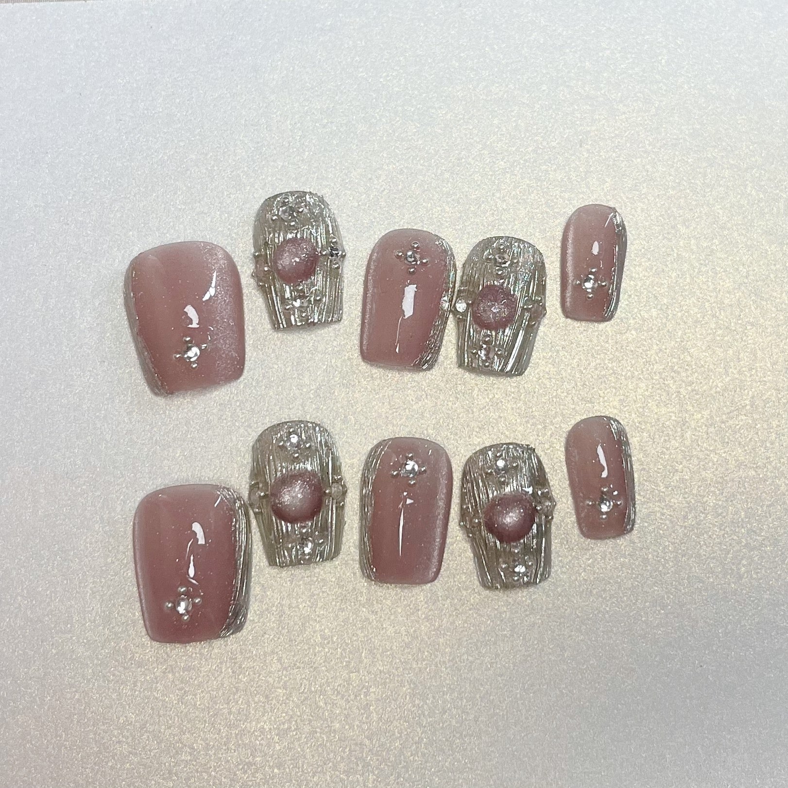 Le Berry Pink/Green jewelry Squoval Short Nails Press On Nails False Nails - Le Berry
