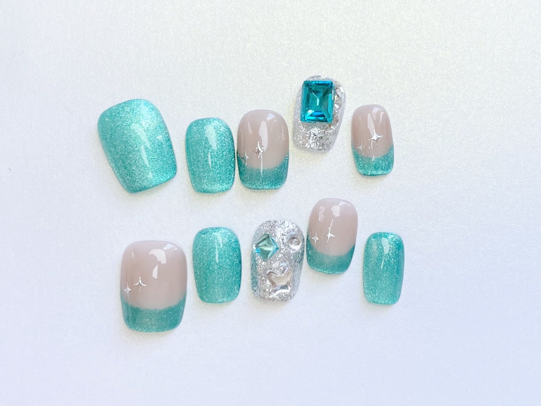 Le Berry Summer Night Long/Short Squoval Handmade Press On Nails False Nails - Le Berry