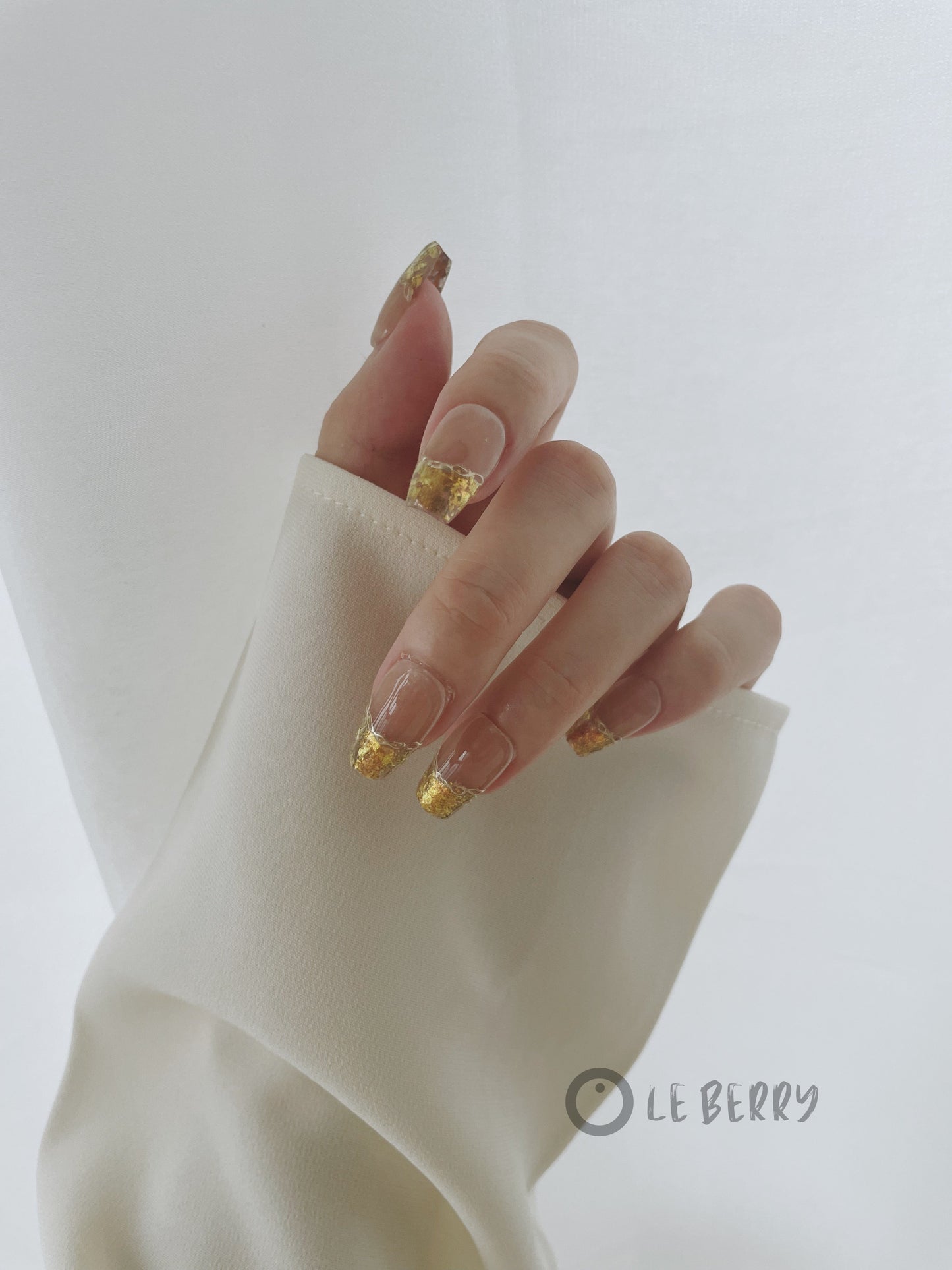 Le Berry Golden Short/Long Squoval Handmade Press On Nails False Nails - Le Berry