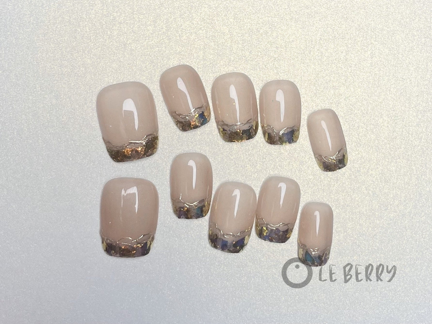 Le Berry Golden Short/Long Squoval Handmade Press On Nails False Nails - Le Berry