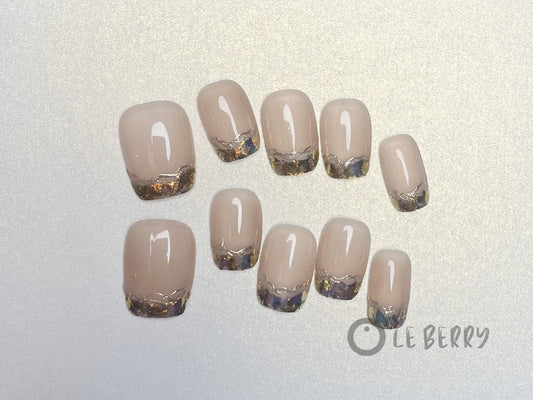 Le Berry Golden Short/Long Squoval Handmade Press On Nails False Nails - Le Berry