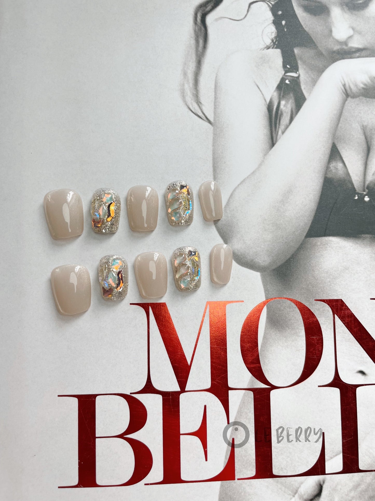 Le Berry Beige Color Squoval Handmade Press On Nails False Nails - Le Berry